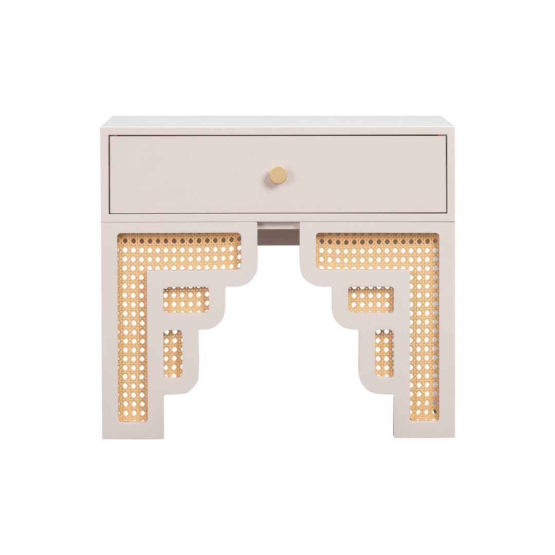 TOV Furniture Suzie Cream & Rattan Nightstand NIGHTSTANDS