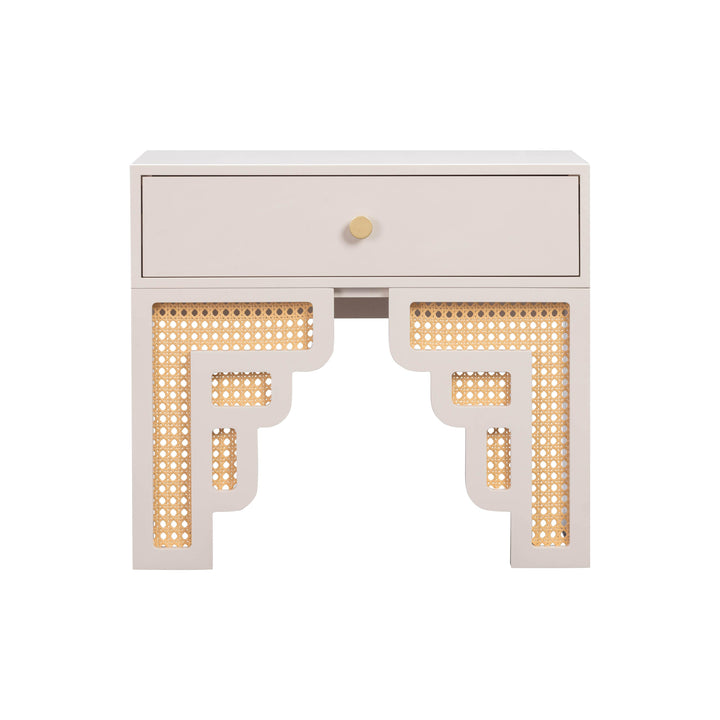 TOV Furniture Suzie Cream & Rattan Nightstand NIGHTSTANDS