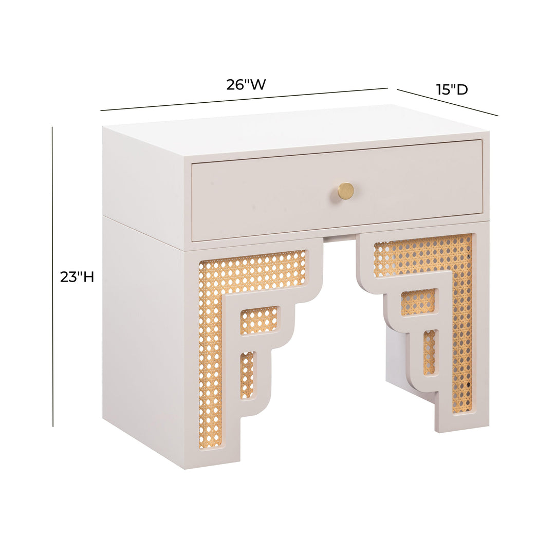 TOV Furniture Suzie Cream & Rattan Nightstand NIGHTSTANDS