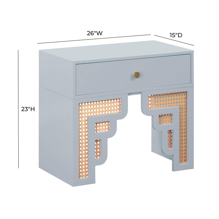 TOV Furniture Suzie Pastel Blue & Rattan Nightstand NIGHTSTANDS