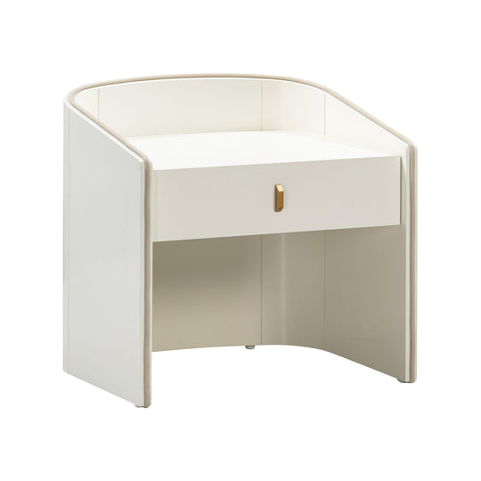 TOV Furniture Collins Cream Lacquer Nightstand NIGHTSTANDS