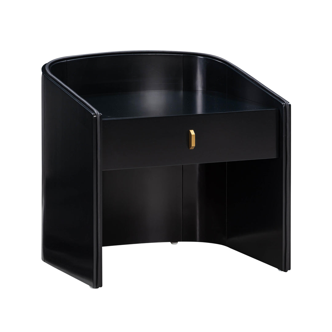 American Home Furniture | TOV Furniture - Collins Black Lacquer Nightstand