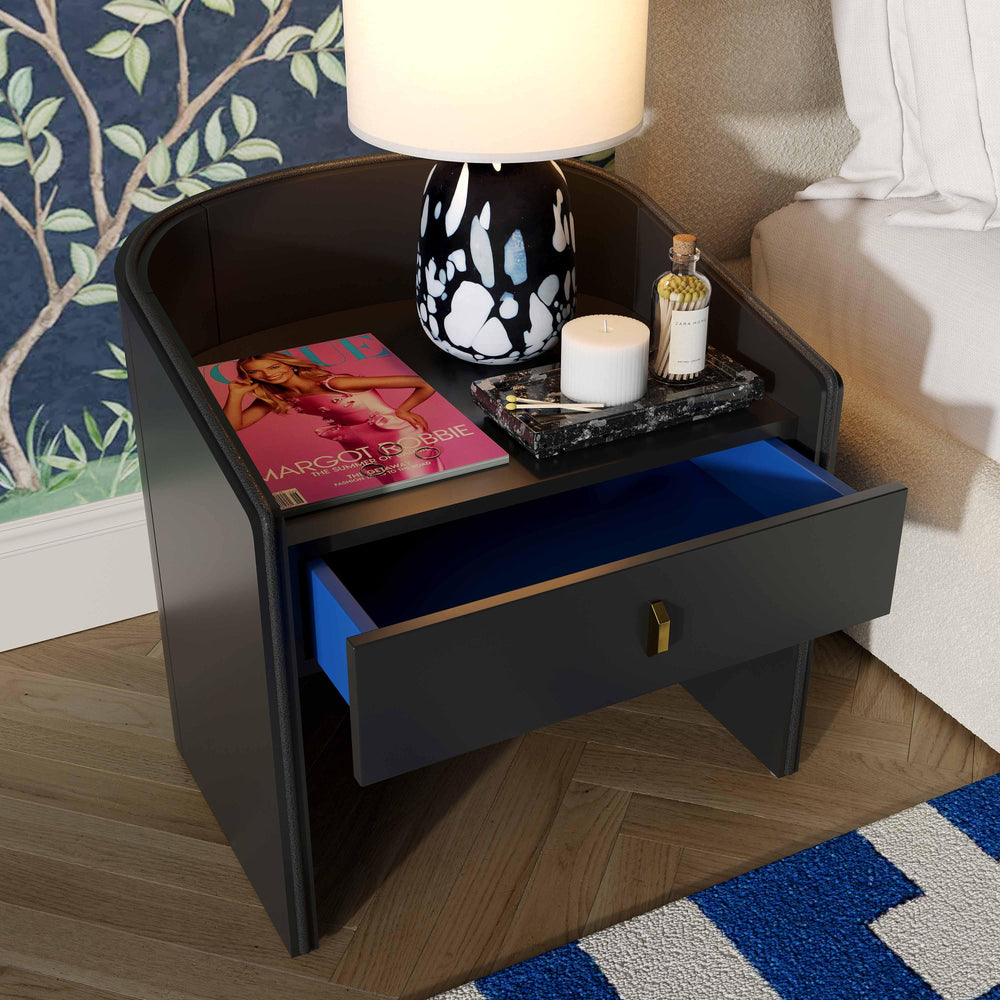 American Home Furniture | TOV Furniture - Collins Black Lacquer Nightstand