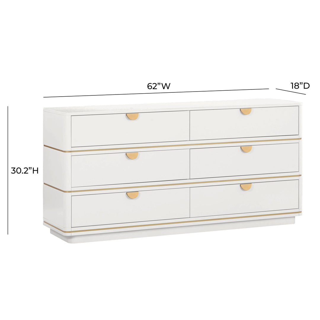 American Home Furniture | TOV Furniture - Julieta Cream 6 Drawer Dresser