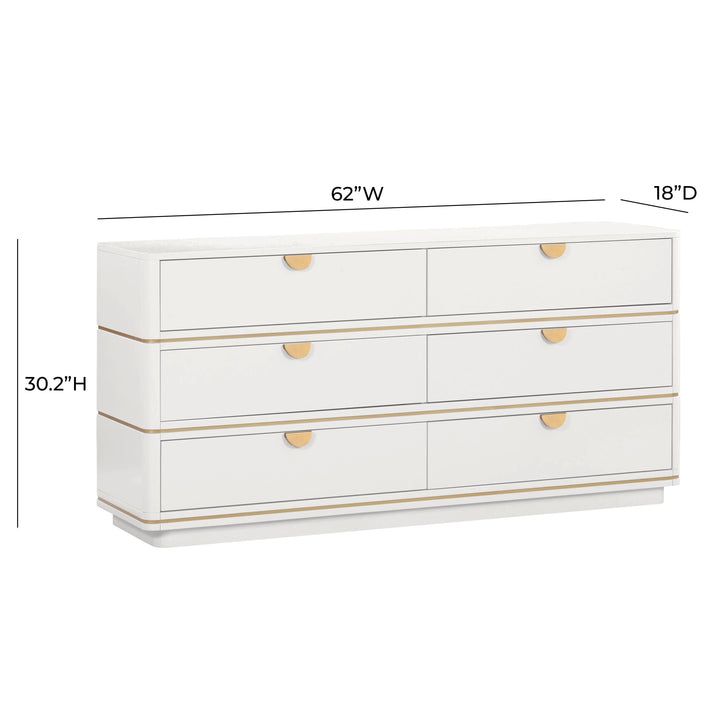American Home Furniture | TOV Furniture - Julieta Cream 6 Drawer Dresser