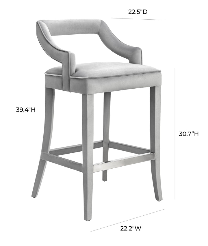 American Home Furniture | TOV Furniture - Tiffany Grey Velvet Bar Stool