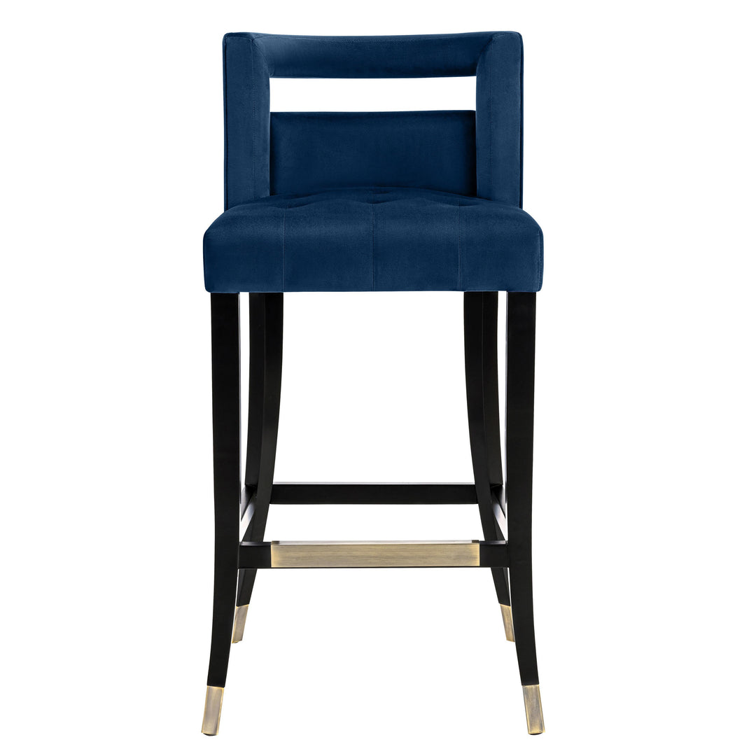 American Home Furniture | TOV Furniture - Hart Navy Velvet Bar Stool