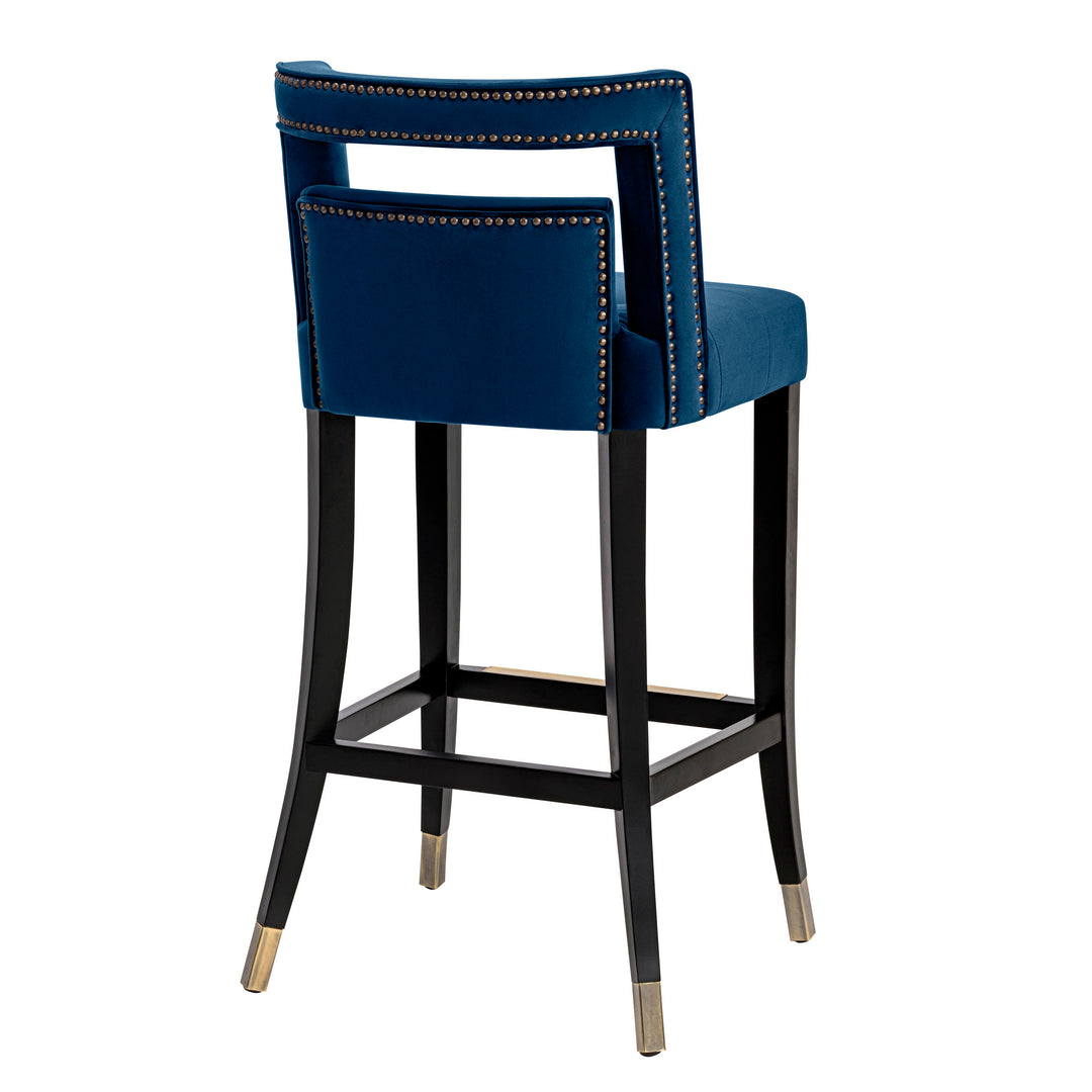 American Home Furniture | TOV Furniture - Hart Navy Velvet Bar Stool