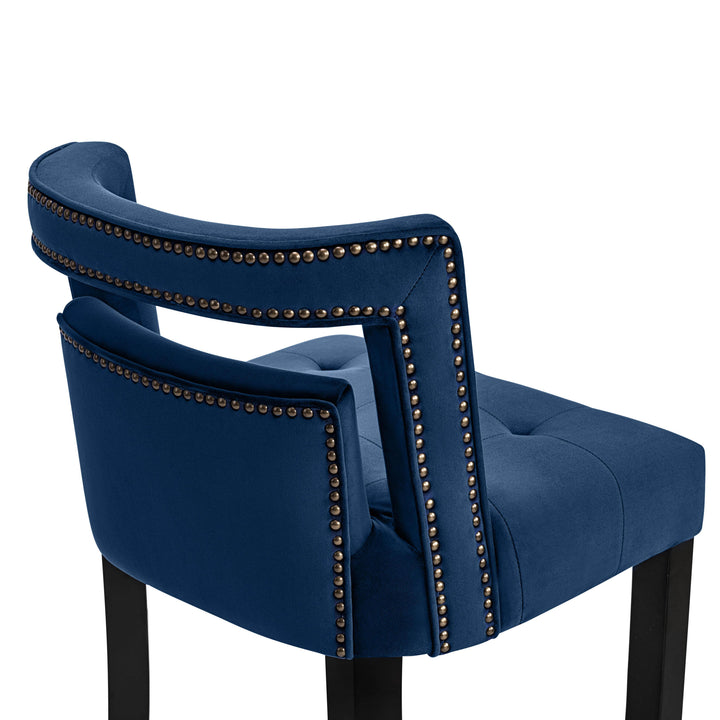 American Home Furniture | TOV Furniture - Hart Navy Velvet Bar Stool