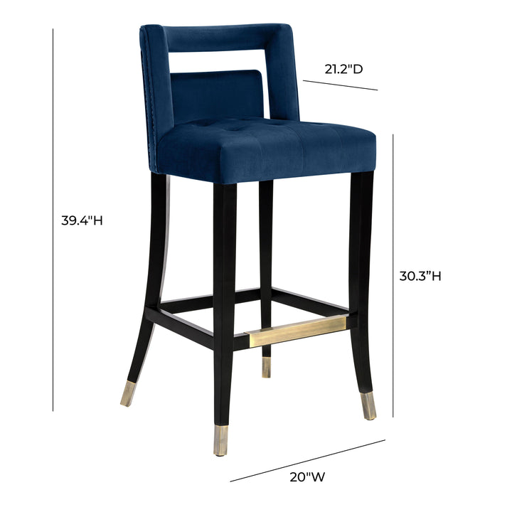 American Home Furniture | TOV Furniture - Hart Navy Velvet Bar Stool