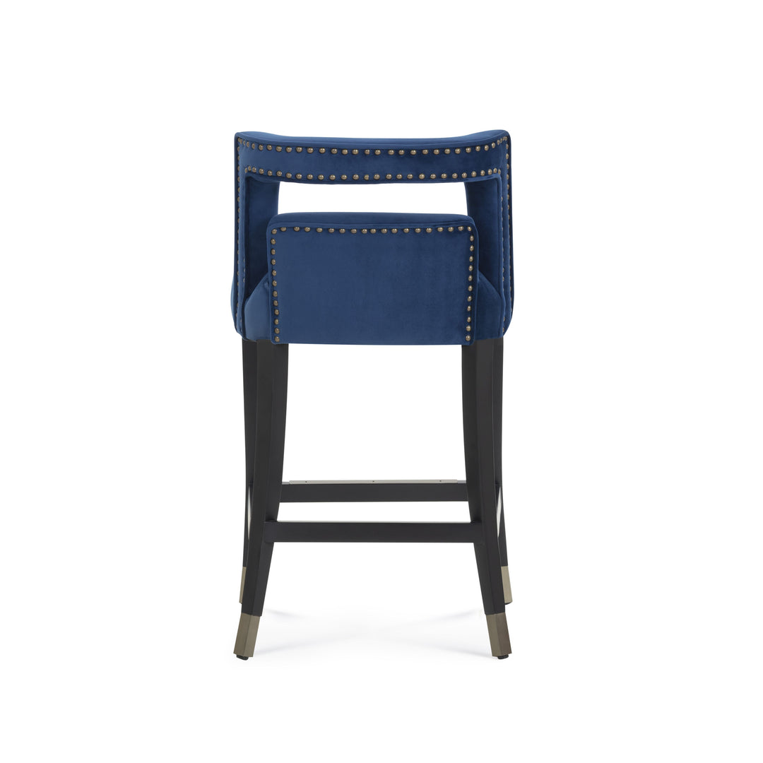 TOV Furniture Hart Navy Velvet Counter Stool OTTOMANS, POUFS, + STOOLS