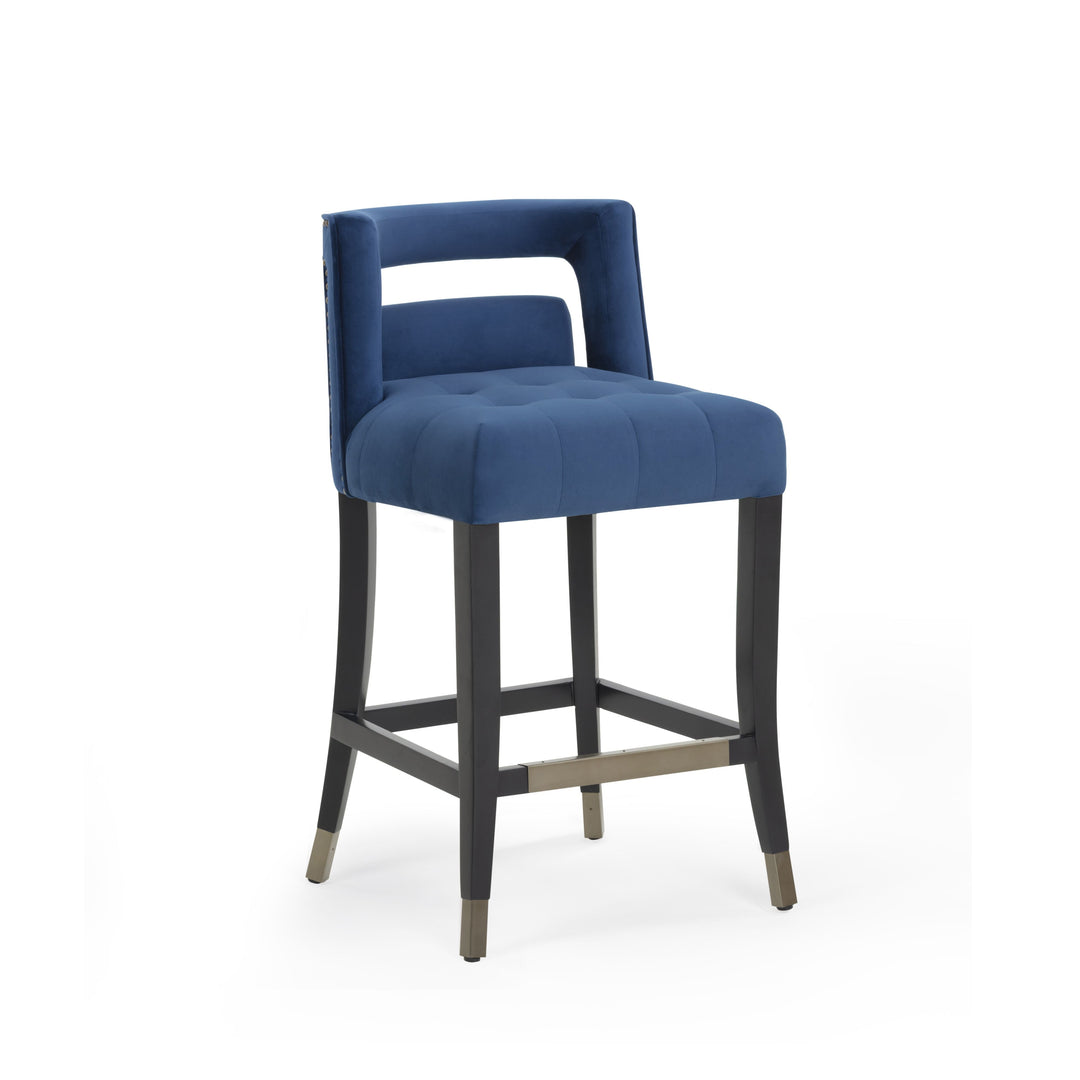 TOV Furniture Hart Navy Velvet Counter Stool OTTOMANS, POUFS, + STOOLS