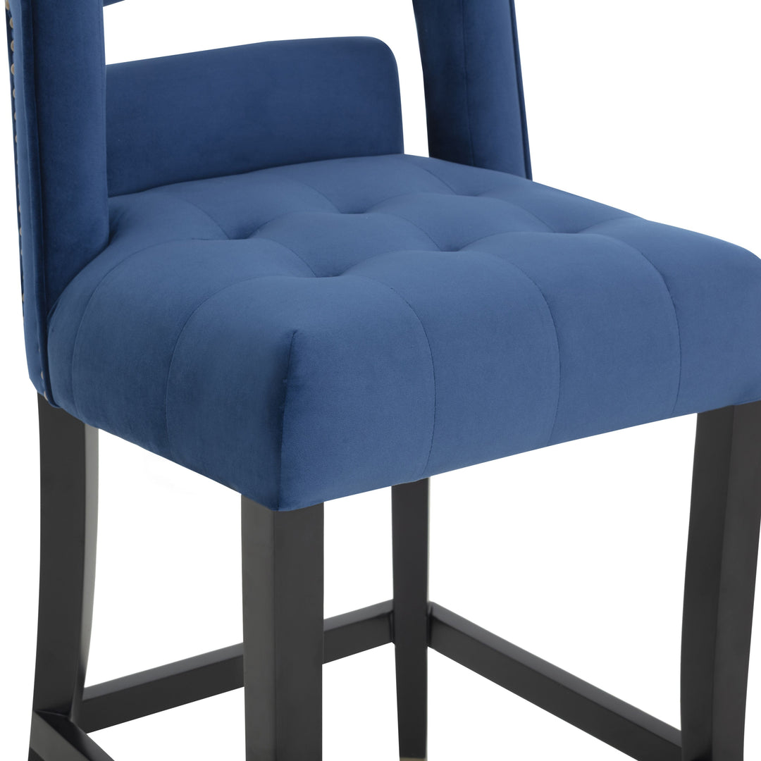TOV Furniture Hart Navy Velvet Counter Stool OTTOMANS, POUFS, + STOOLS