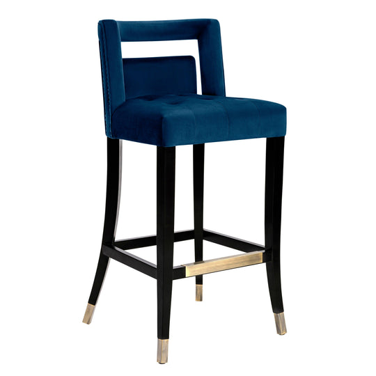 TOV Furniture Hart Navy Velvet Counter Stool OTTOMANS, POUFS, + STOOLS