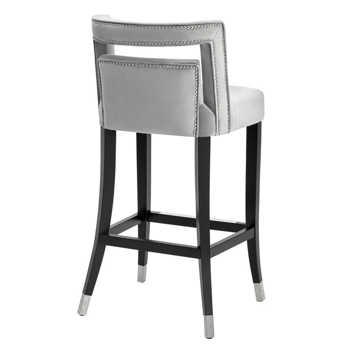 TOV Furniture Hart Grey Velvet Bar Stool OTTOMANS, POUFS, + STOOLS