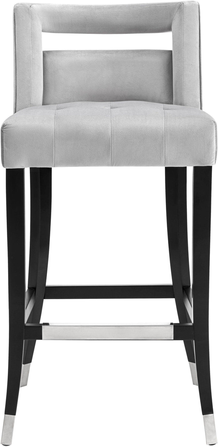 American Home Furniture | TOV Furniture - Hart Grey Velvet Bar Stool