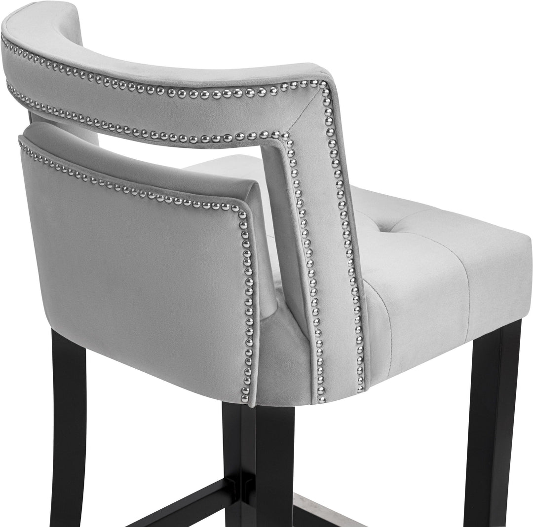 American Home Furniture | TOV Furniture - Hart Grey Velvet Bar Stool