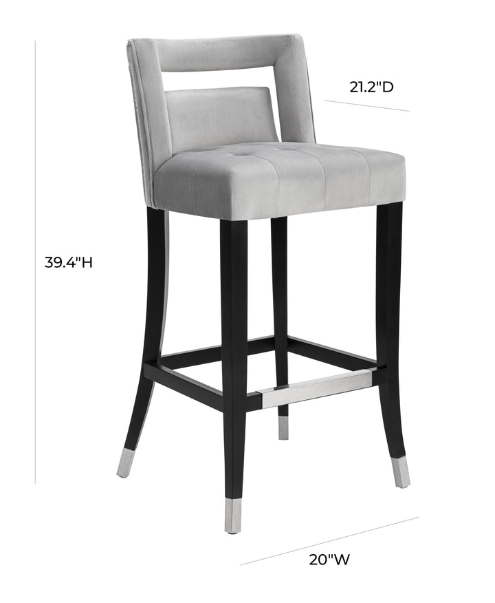 American Home Furniture | TOV Furniture - Hart Grey Velvet Bar Stool