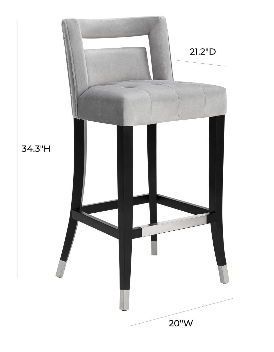 American Home Furniture | TOV Furniture - Hart Grey Velvet Counter Stool