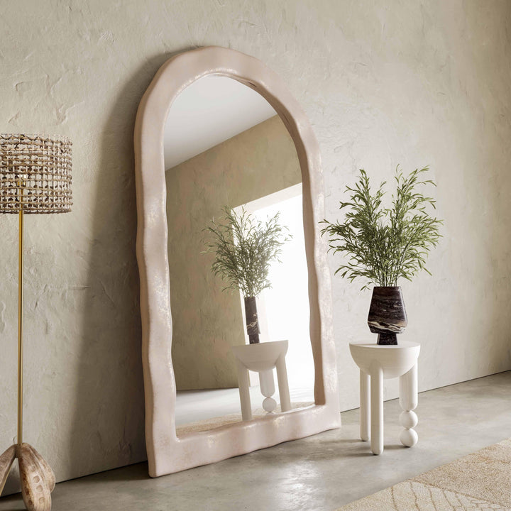 American Home Furniture | TOV Furniture - Kaia Cream Textured Floor Mirror