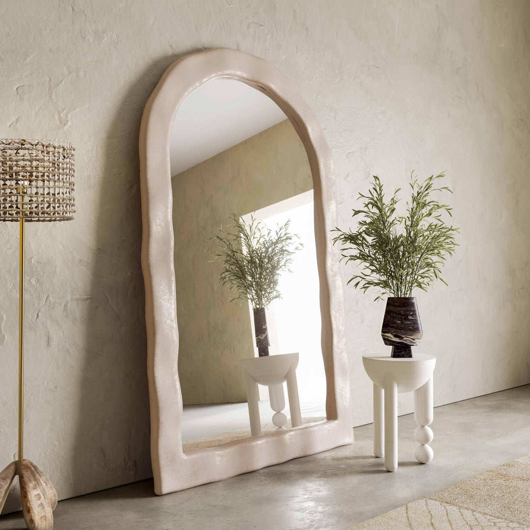 TOV Furniture Kaia Cream Textured Floor Mirror FLOOR MIRRORS