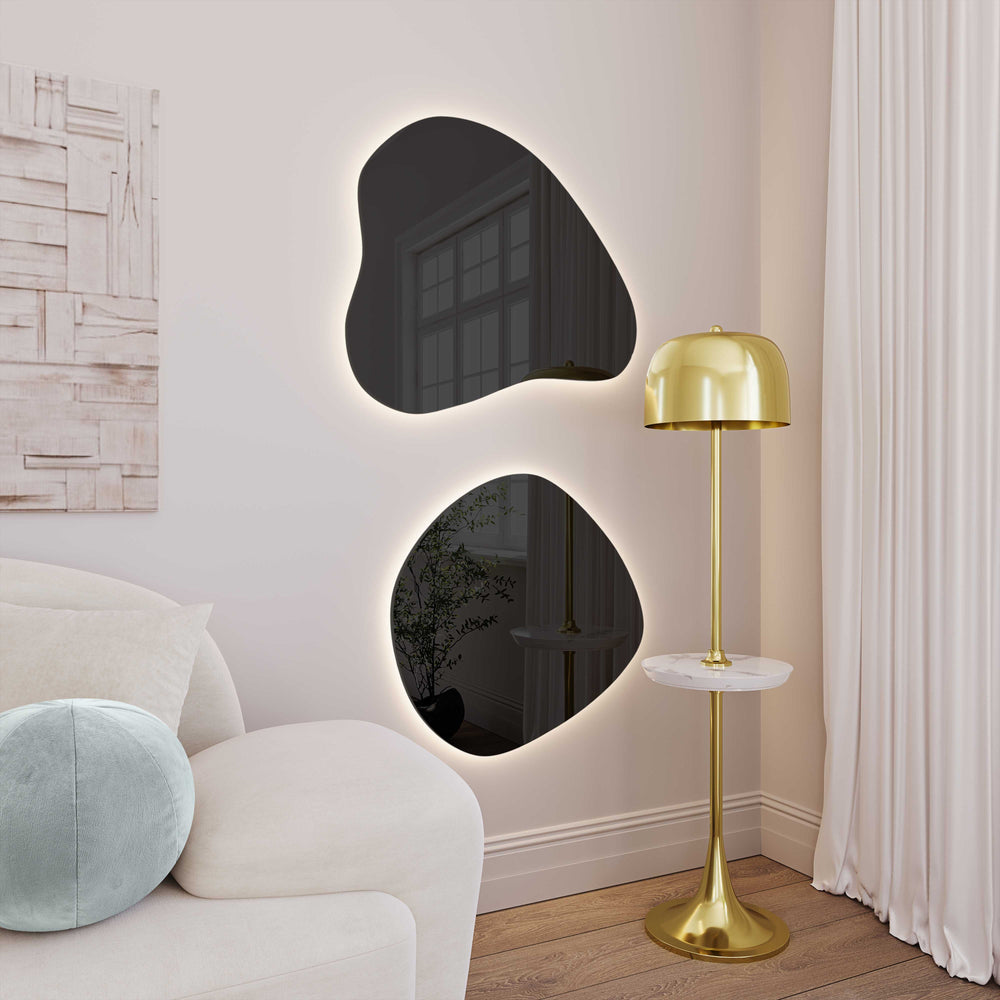 American Home Furniture | TOV Furniture - Phoebe LED Teardrop Black Tinted Wall Mirror