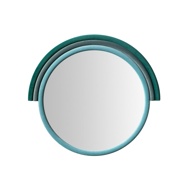 American Home Furniture | TOV Furniture - Lally Aqua Velvet Round Wall Mirror