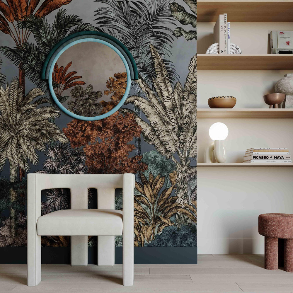 American Home Furniture | TOV Furniture - Lally Aqua Velvet Round Wall Mirror