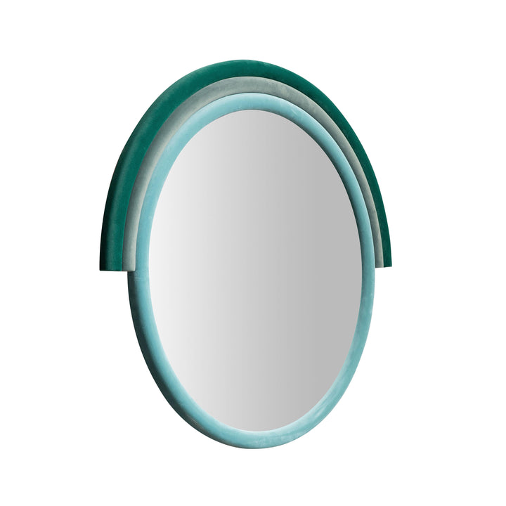 American Home Furniture | TOV Furniture - Lally Aqua Velvet Round Wall Mirror