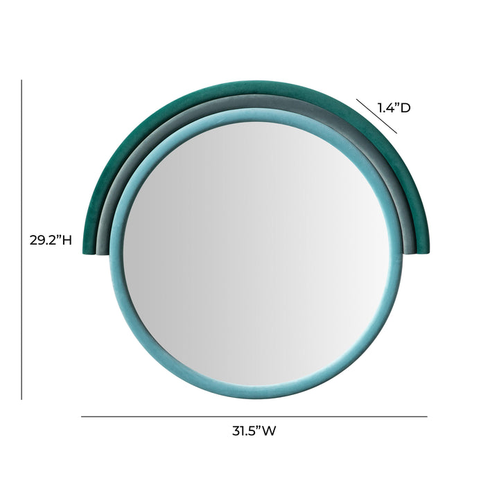 American Home Furniture | TOV Furniture - Lally Aqua Velvet Round Wall Mirror