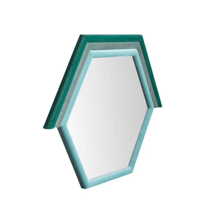 American Home Furniture | TOV Furniture - Lally Aqua Velvet Prism Wall Mirror