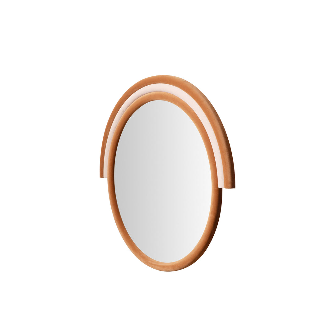 American Home Furniture | TOV Furniture - Lally Terracotta Velvet Round Wall Mirror