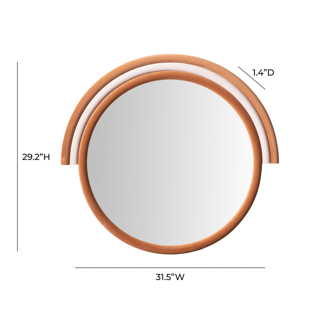 American Home Furniture | TOV Furniture - Lally Terracotta Velvet Round Wall Mirror