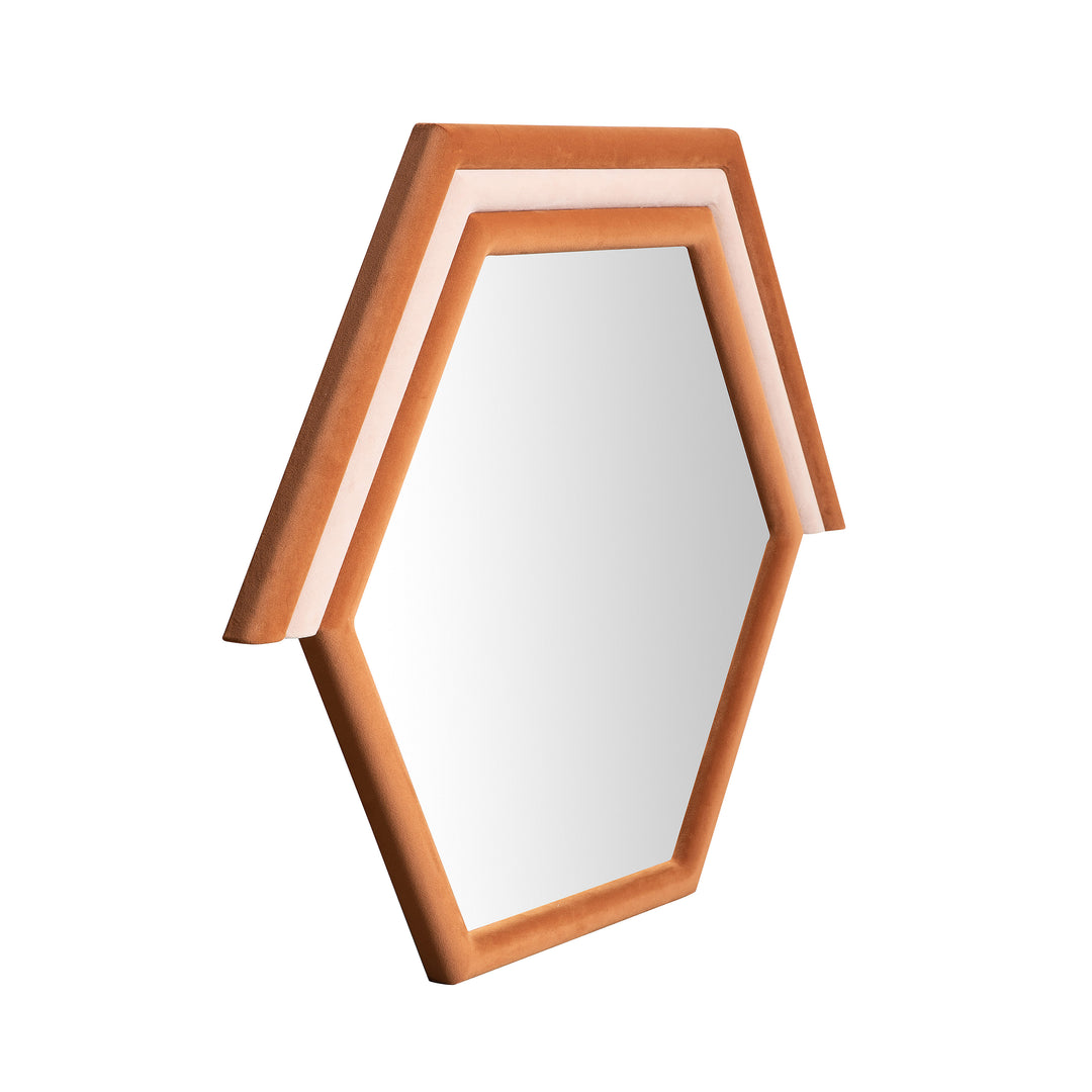 American Home Furniture | TOV Furniture - Lally Terracotta Velvet Prism Wall Mirror