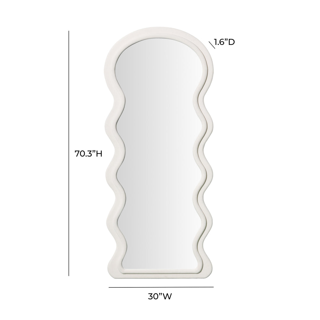 TOV Furniture Rhodes Cream Velvet 70" Floor Mirror FLOOR MIRRORS