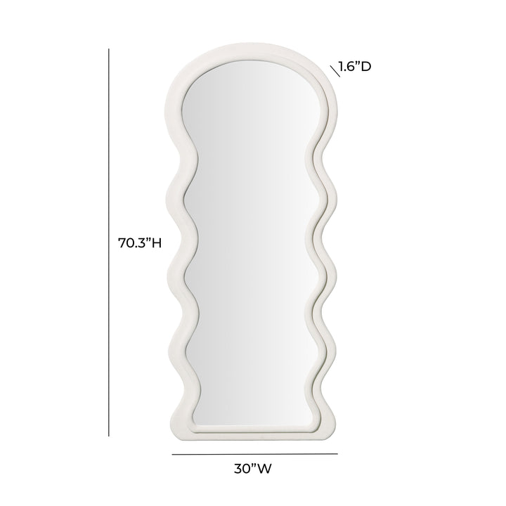 TOV Furniture Rhodes Cream Velvet 70" Floor Mirror FLOOR MIRRORS