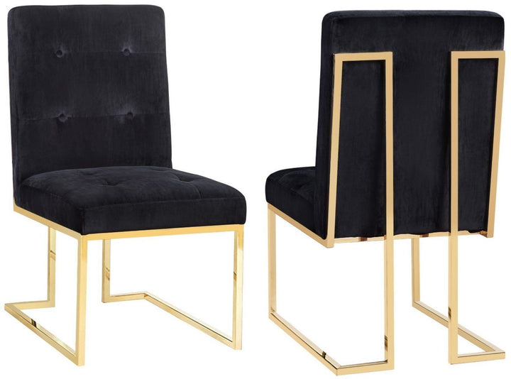 American Home Furniture | TOV Furniture - Akiko Black Velvet Chair - Set of 2