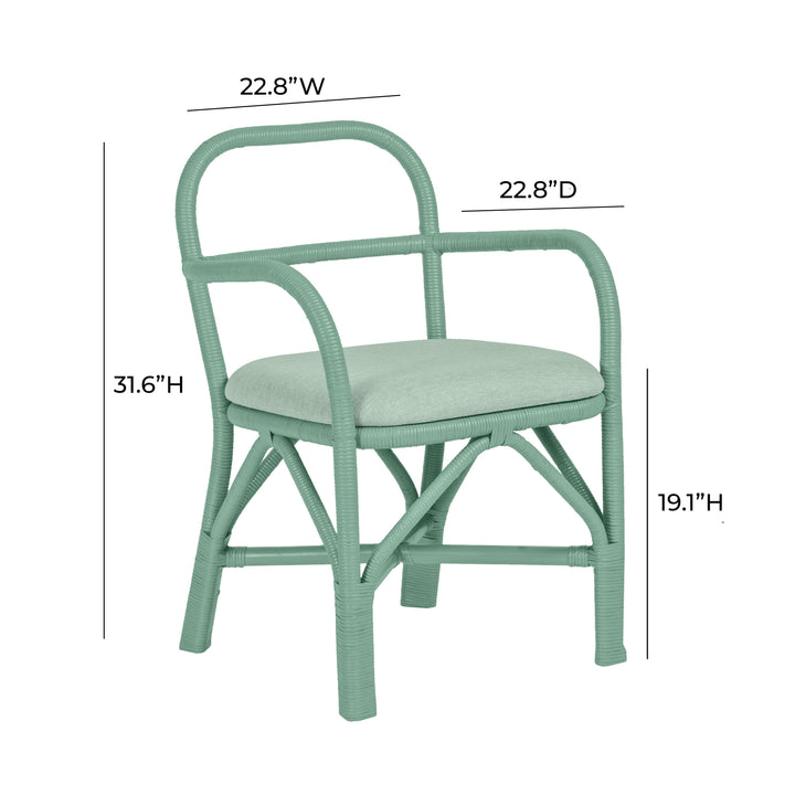 TOV Furniture Ginny Green Rattan Dining Chair - Set of 2 DINING CHAIRS