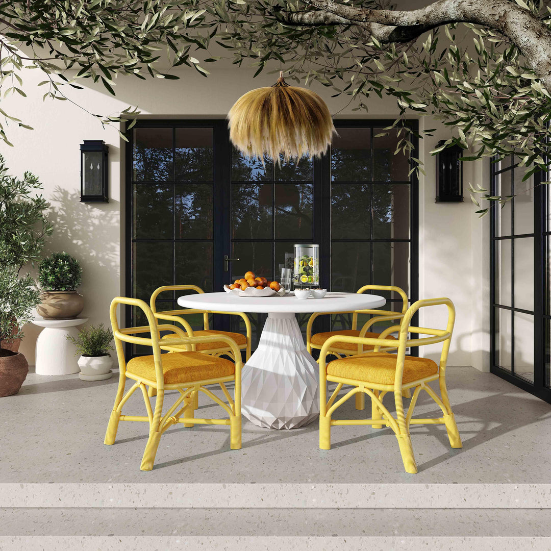TOV Furniture Ginny Yellow Rattan Dining Chair - Set of 2 DINING CHAIRS