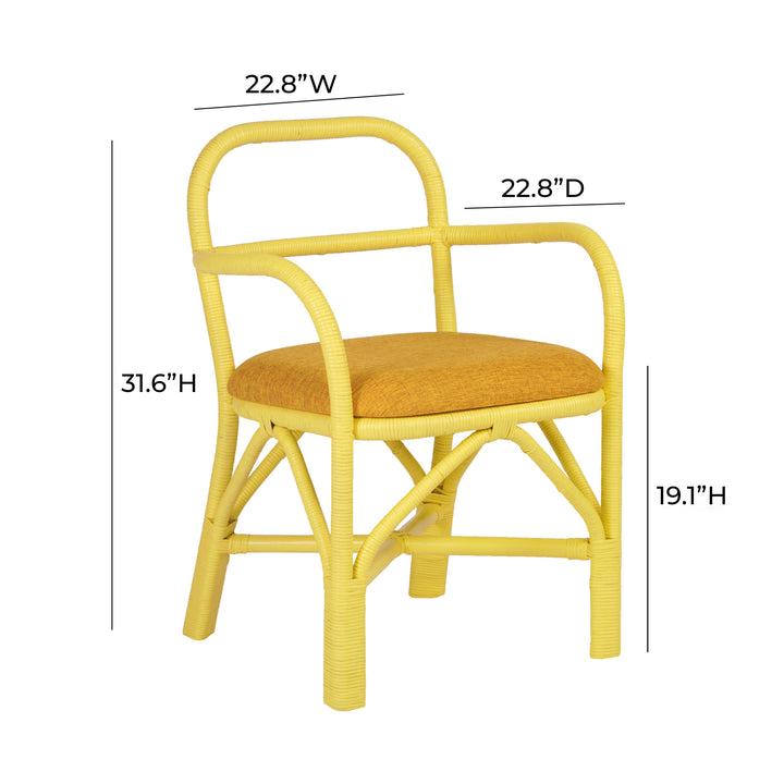 TOV Furniture Ginny Yellow Rattan Dining Chair - Set of 2 DINING CHAIRS