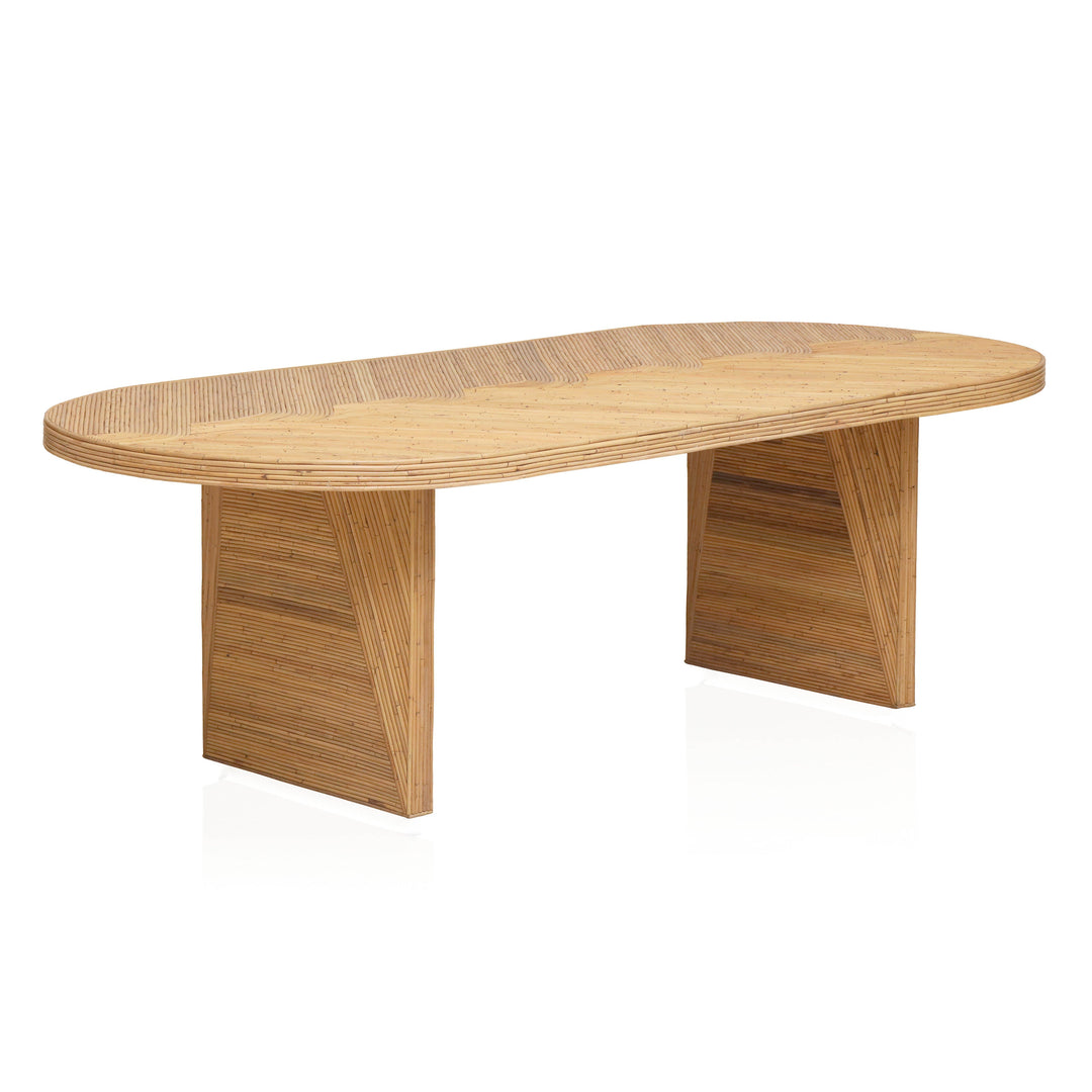 TOV Furniture Caren Natural Rattan and Glass Oval Dining Table DINING TABLES