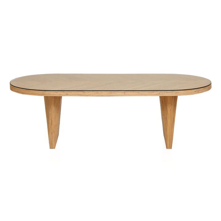 TOV Furniture Caren Natural Rattan and Glass Oval Dining Table DINING TABLES