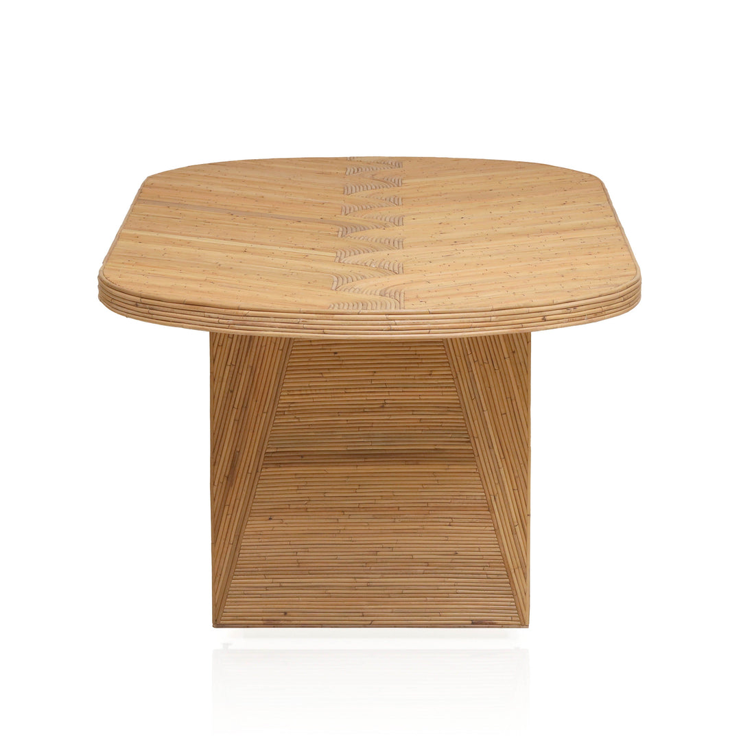 TOV Furniture Caren Natural Rattan and Glass Oval Dining Table DINING TABLES