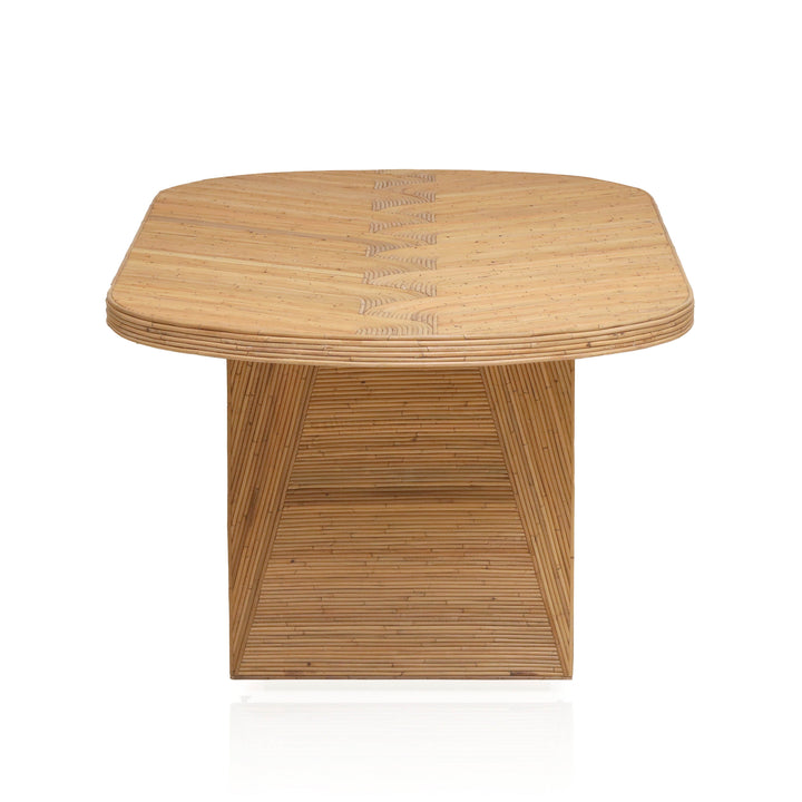 TOV Furniture Caren Natural Rattan and Glass Oval Dining Table DINING TABLES