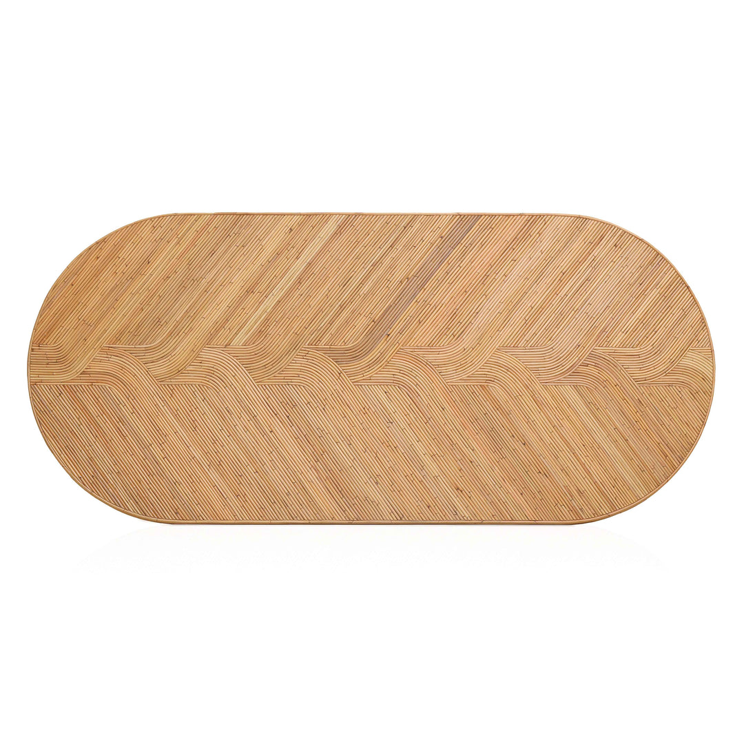 TOV Furniture Caren Natural Rattan and Glass Oval Dining Table DINING TABLES