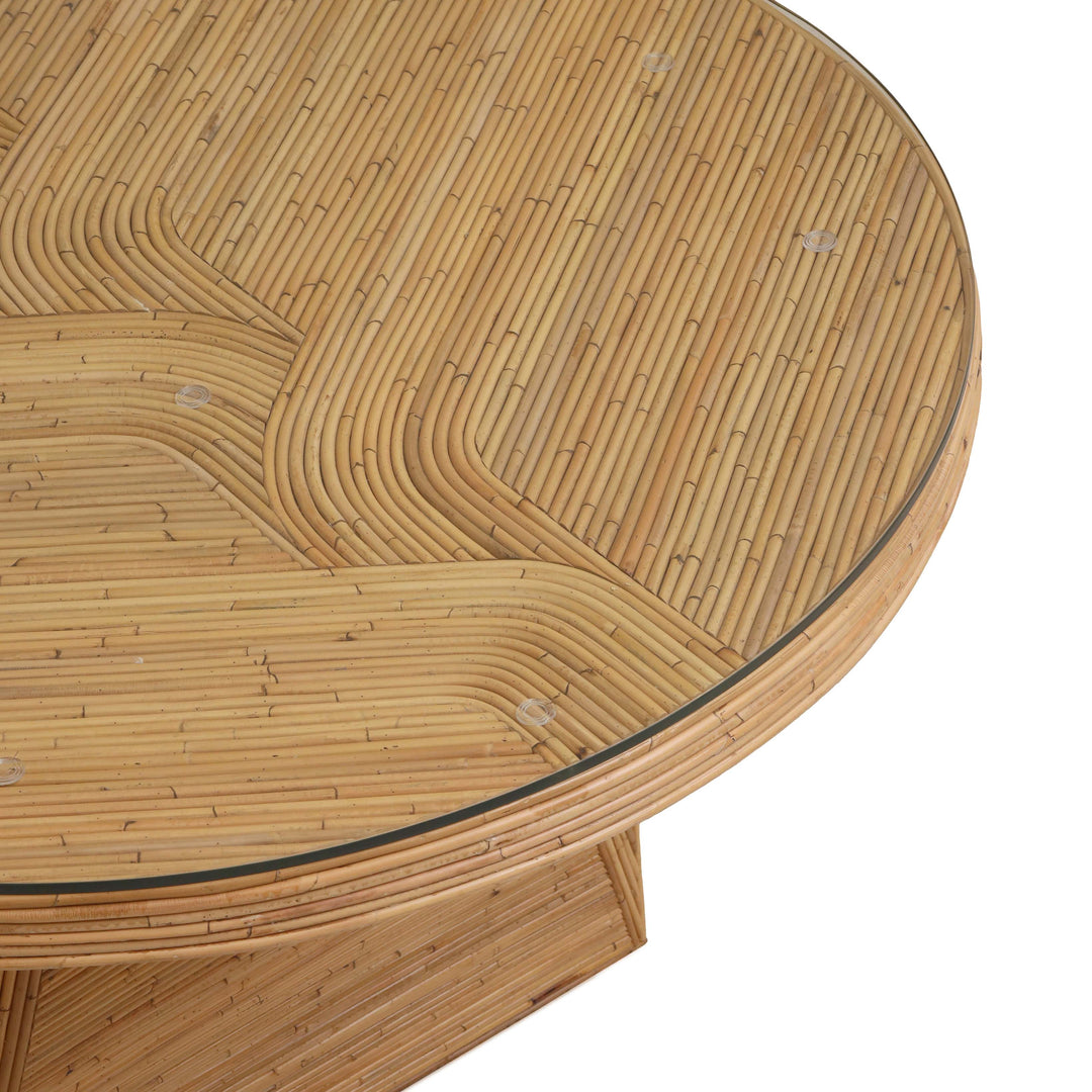 TOV Furniture Caren Natural Rattan and Glass Oval Dining Table DINING TABLES