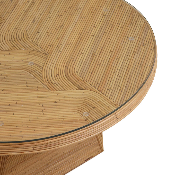 TOV Furniture Caren Natural Rattan and Glass Oval Dining Table DINING TABLES