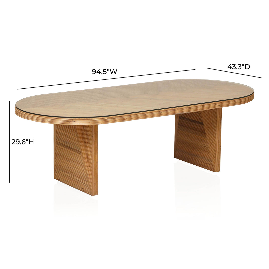 TOV Furniture Caren Natural Rattan and Glass Oval Dining Table DINING TABLES