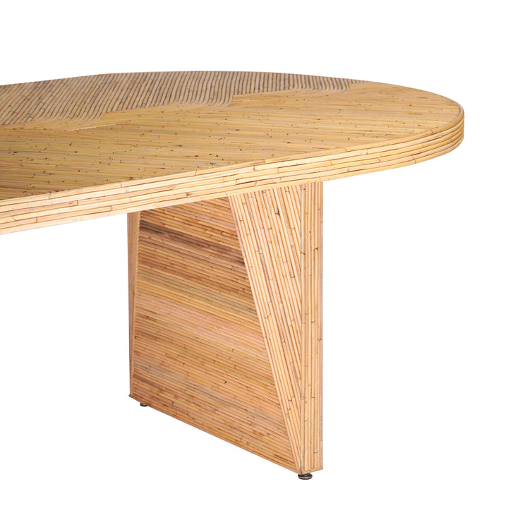 American Home Furniture | TOV Furniture - Caren Natural Rattan and Glass Oval Dining Table