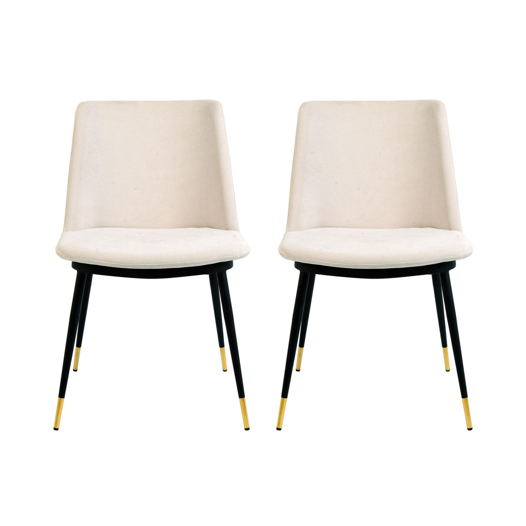 American Home Furniture | TOV Furniture - Evora Cream Velvet Chair - Gold Legs (Set of 2)